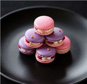 双色马卡龙点心摄影图片